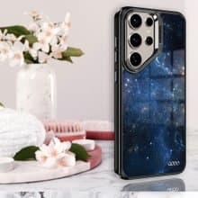 Samsung S25/S24/S23系列 軍規防摔合金框隱形立架手機殼-星空