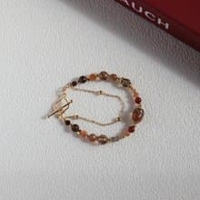 橙香摩卡。不規則黑金超七 茶晶 金草莓 14K包金 水晶礦石手鍊