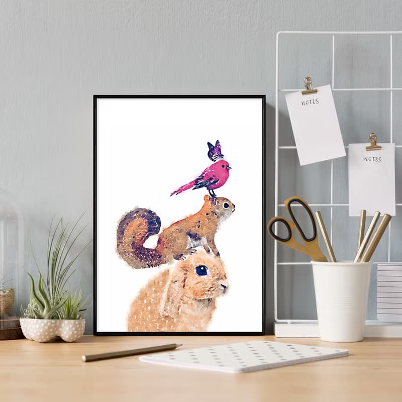 小動物金字塔 - 森林動物/手繪風/民宿/咖啡廳/工作室/佈置