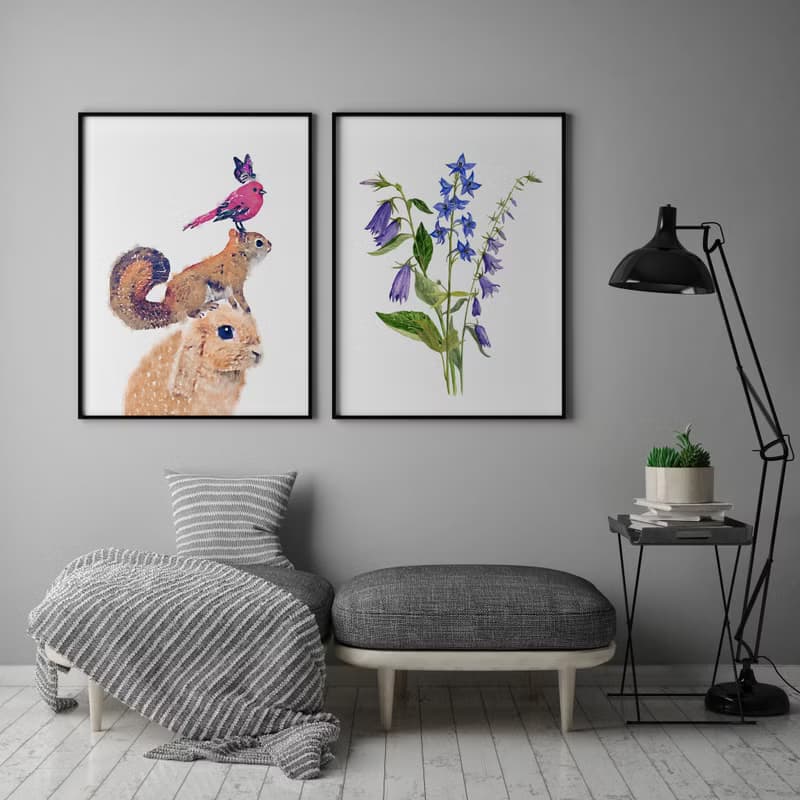 小動物金字塔 - 森林動物/手繪風/民宿/咖啡廳/工作室/佈置