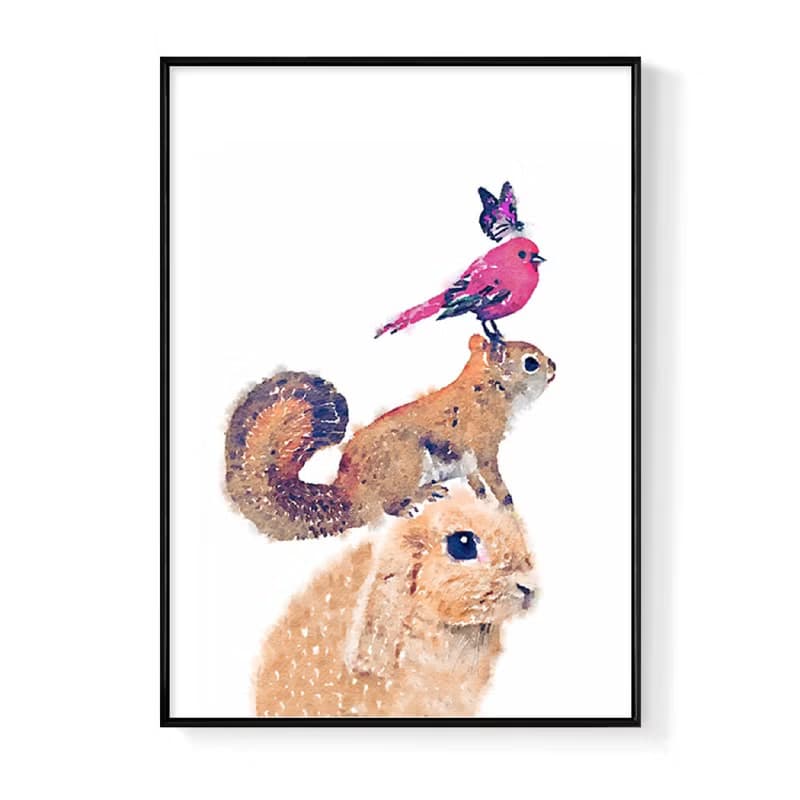 小動物金字塔 - 森林動物/手繪風/民宿/咖啡廳/工作室/佈置