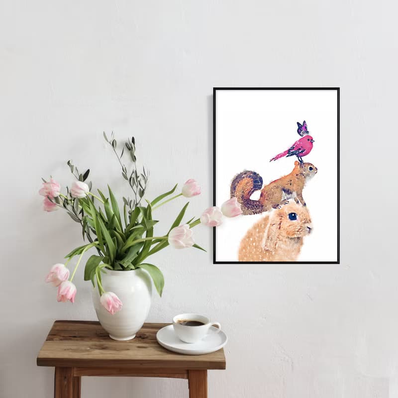 小動物金字塔 - 森林動物/手繪風/民宿/咖啡廳/工作室/佈置