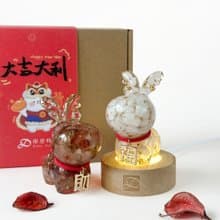 【快速出貨】新春水晶麋鹿禮盒 紅膠花 月光石 | 新年禮物 賀禮