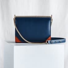 PANDORA LARGE - WOMAN LEATHER SHOULDER BAG- NAVY/BLUE
