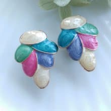 Vintage Jewelry 西洋古董飾品  粉嫩花瓣葉 摩登 針式耳環