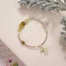 芽。沙弗萊石 葡萄石 S925純銀 時髦水晶手鍊