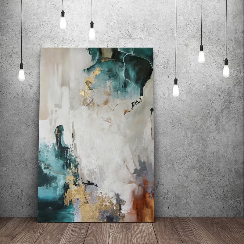 Teal Gold Painting | Teal Gold Abstract | Teal Wall Art | Emerald Bloom