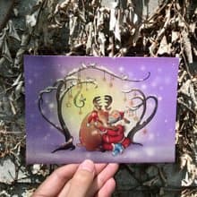 【聖誕擁抱/故事插畫明信片】 /聖誕節/雪貂/馴鹿