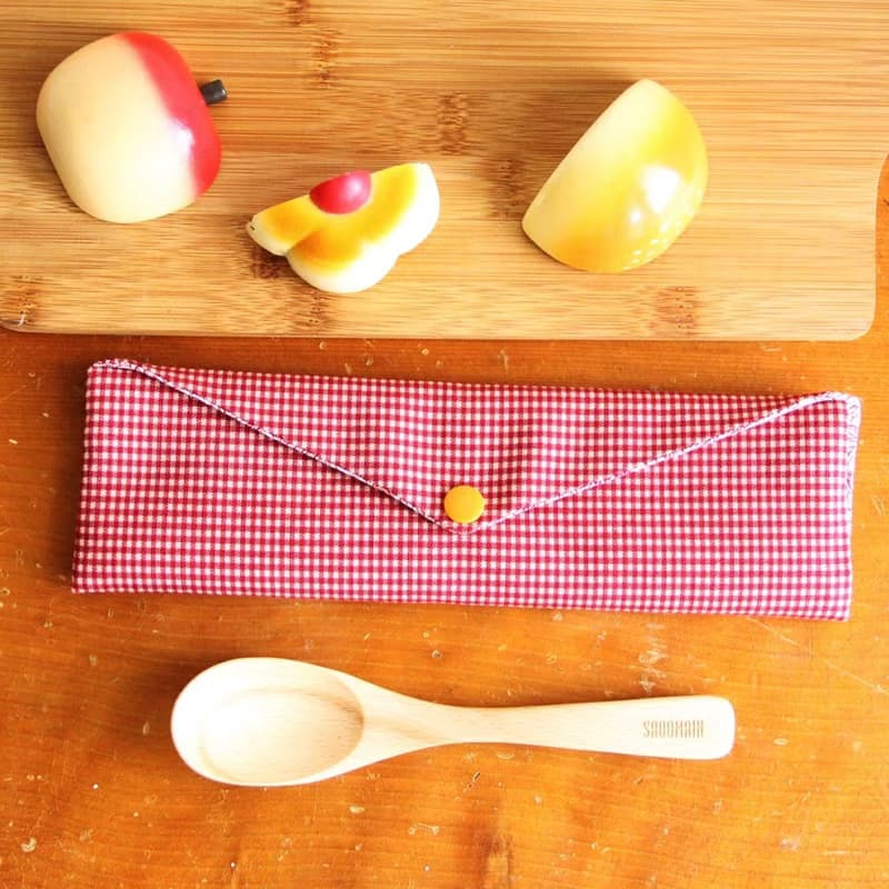 文青風環保筷袋 ~優質細格 顯眼紅 日系 收納包 手作餐具袋.禮物