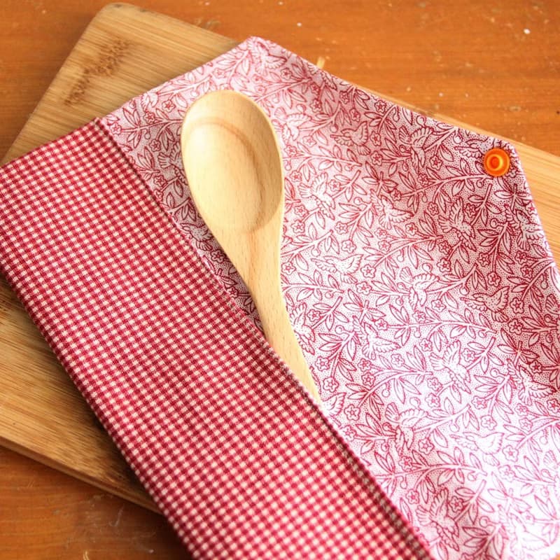文青風環保筷袋 ~優質細格 顯眼紅 日系 收納包 手作餐具袋.禮物
