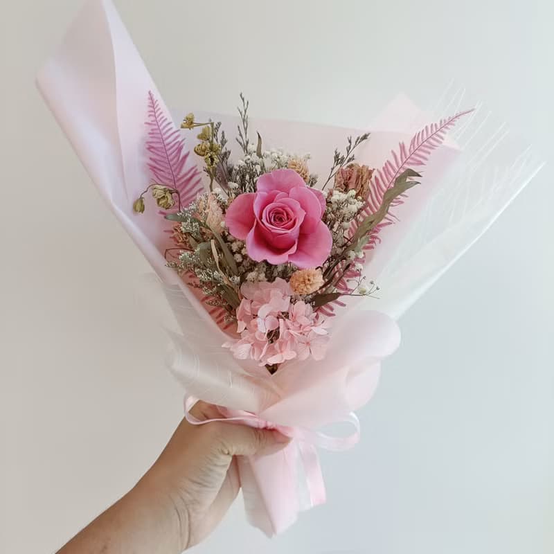 禮物 奶茶粉玫瑰永生乾燥畢業花束禮物 結婚求婚告白捧花生日
