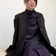 日系復古 無領單排扣西服寬鬆外套