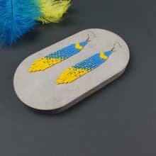 Blue and yellow seed bead earrings
