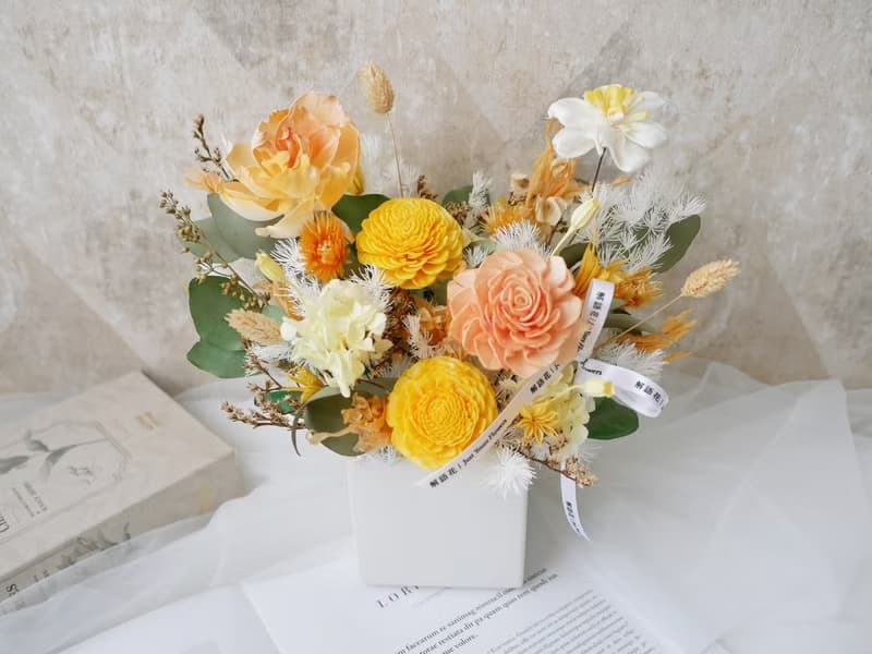 方盆中大型加大款乾燥花盆花【燦爛如昔】乾燥花盆花/開幕賀禮