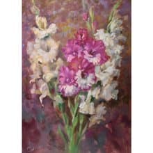 Flower Painting Gladiolas Bouquet Artwork Impressionism Original Art Floral Art