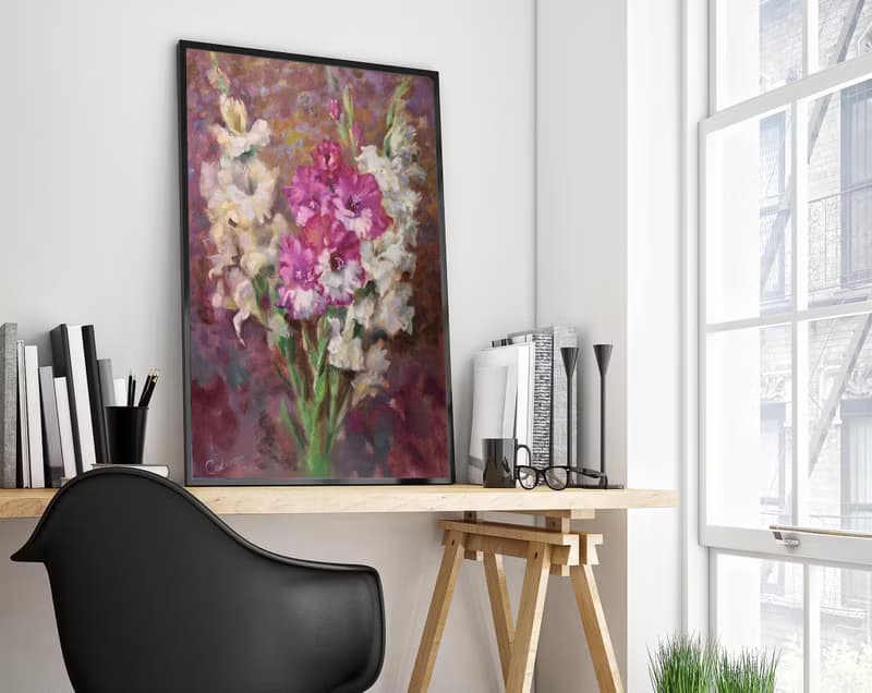Flower Painting Gladiolas Bouquet Artwork Impressionism Original Art Floral Art