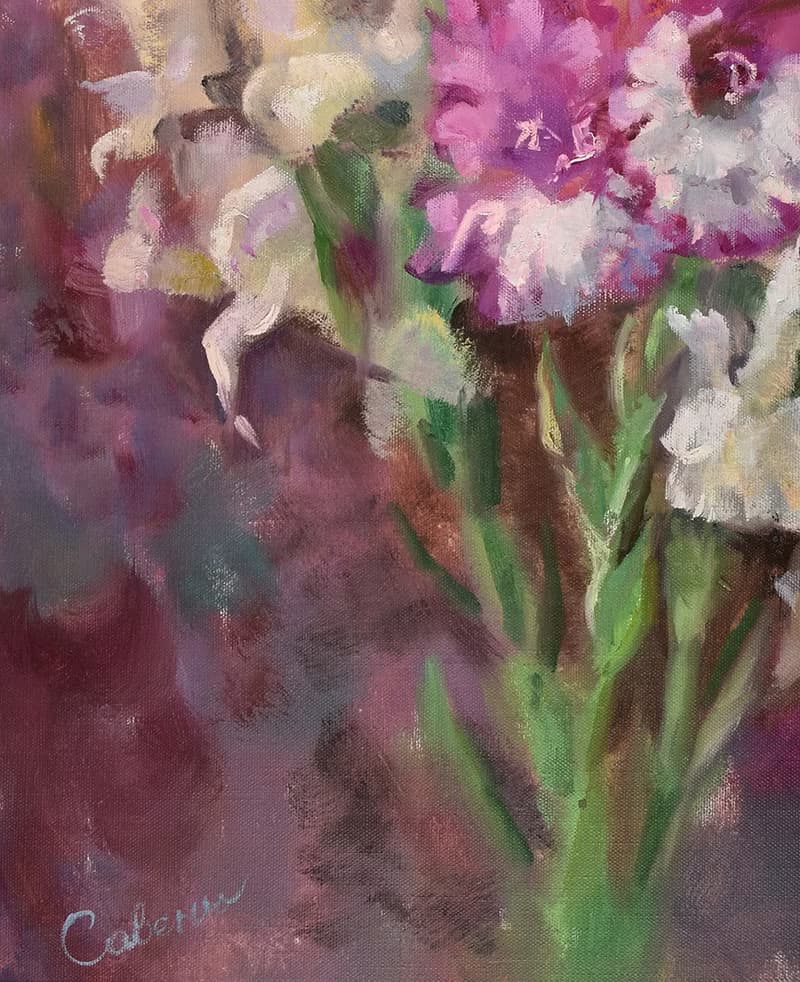 Flower Painting Gladiolas Bouquet Artwork Impressionism Original Art Floral Art