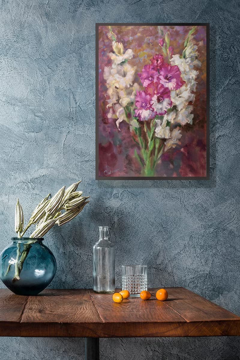 Flower Painting Gladiolas Bouquet Artwork Impressionism Original Art Floral Art