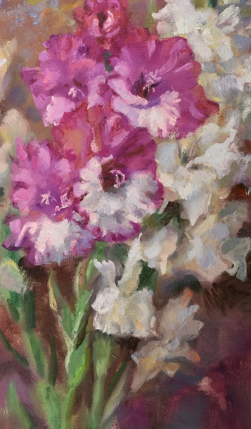 Flower Painting Gladiolas Bouquet Artwork Impressionism Original Art Floral Art