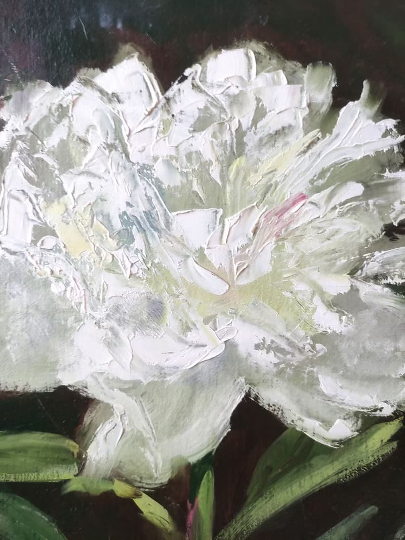 Peony Painting Original  Oil Art  Floral Artwork Bouquet Peony Wall Art