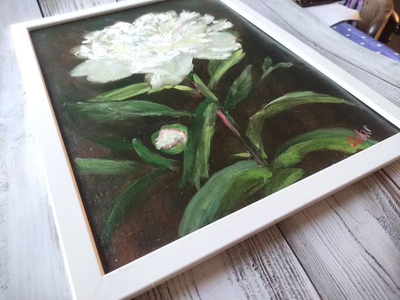 Peony Painting Original  Oil Art  Floral Artwork Bouquet Peony Wall Art