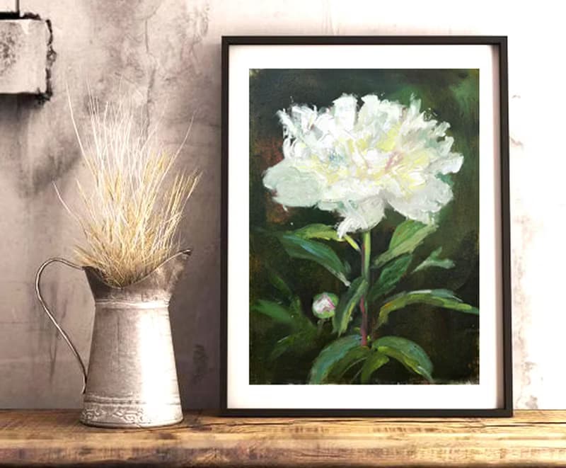 Peony Painting Original  Oil Art  Floral Artwork Bouquet Peony Wall Art