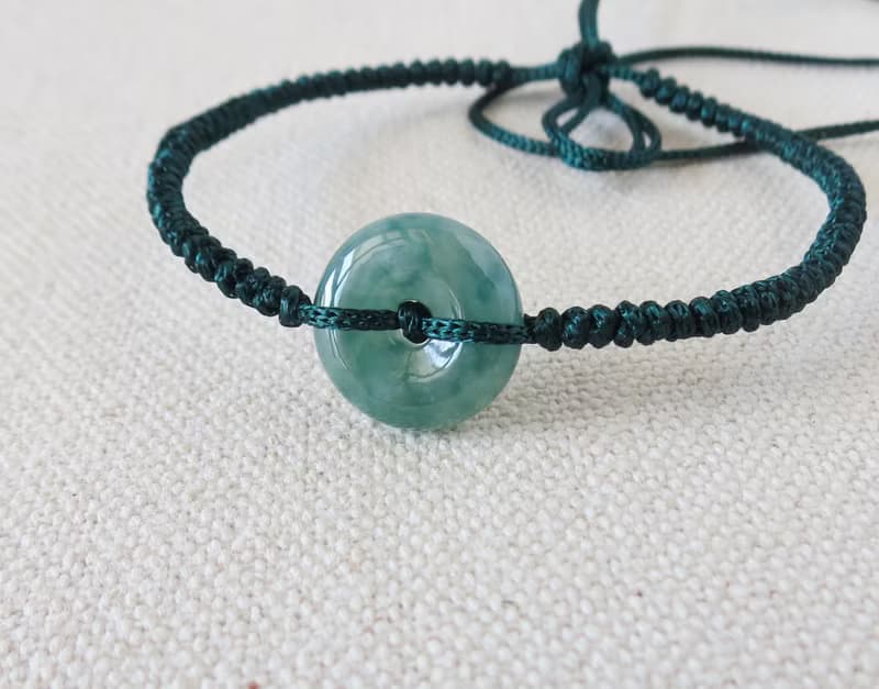 本命年【 歲歲平安】冰飄花翡翠絲光編織手鍊*SS57*招財、保平安