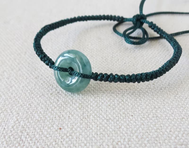 本命年【 歲歲平安】冰飄花翡翠絲光編織手鍊*SS57*招財、保平安