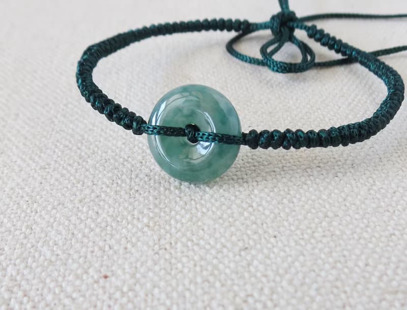 本命年【 歲歲平安】冰飄花翡翠絲光編織手鍊*SS57*招財、保平安