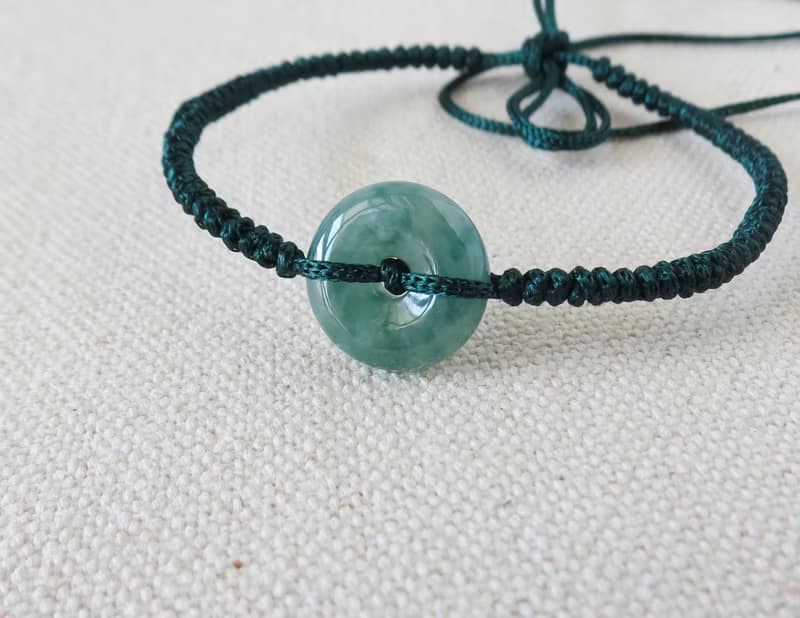 本命年【 歲歲平安】冰飄花翡翠絲光編織手鍊*SS57*招財、保平安