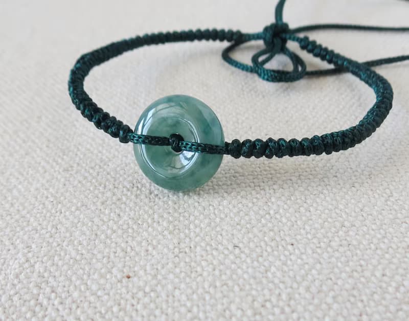 本命年【 歲歲平安】冰飄花翡翠絲光編織手鍊*SS57*招財、保平安