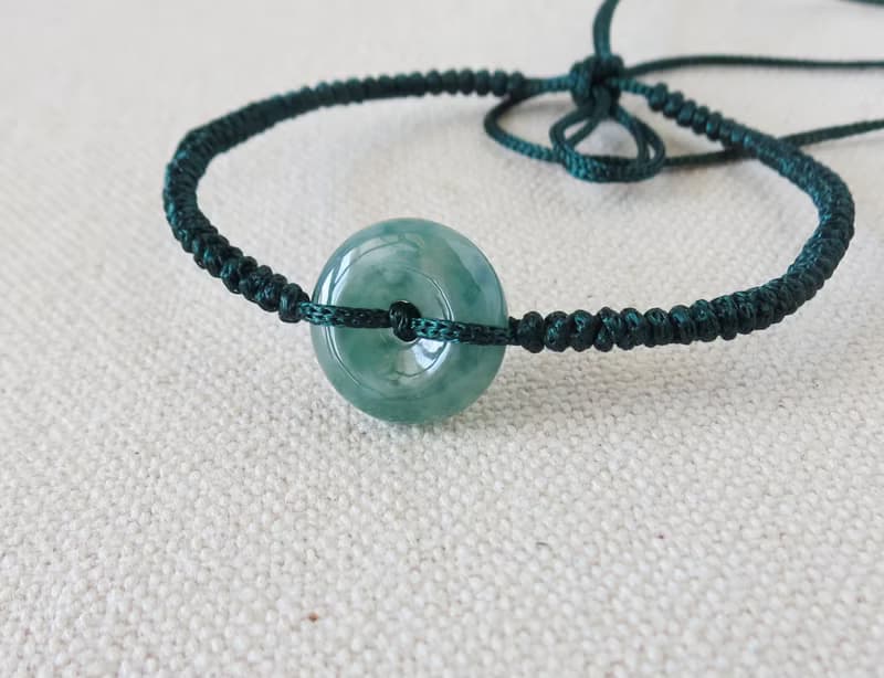 本命年【 歲歲平安】冰飄花翡翠絲光編織手鍊*SS57*招財、保平安