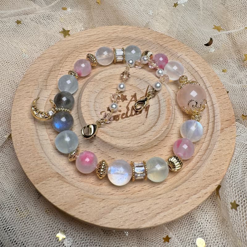 繊月-せんげつ - 粉晶、月亮石、薔薇輝、海藍寶、拉長石