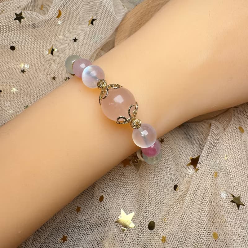 繊月-せんげつ - 粉晶、月亮石、薔薇輝、海藍寶、拉長石