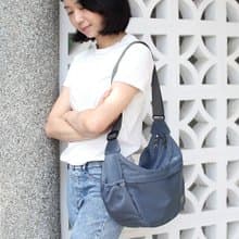 柔喜雙層斜肩包(抗水)-藍灰_100423