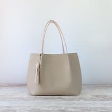 ふんわりタックトート・Mサイズ・サンドベージュ×ピンクベージュ/受注製作