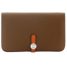 【日本直送】エルメス HERMES ドゴン 長財布 バイカラー トゴ 茶/オレンジ  ユニセックス【中古】