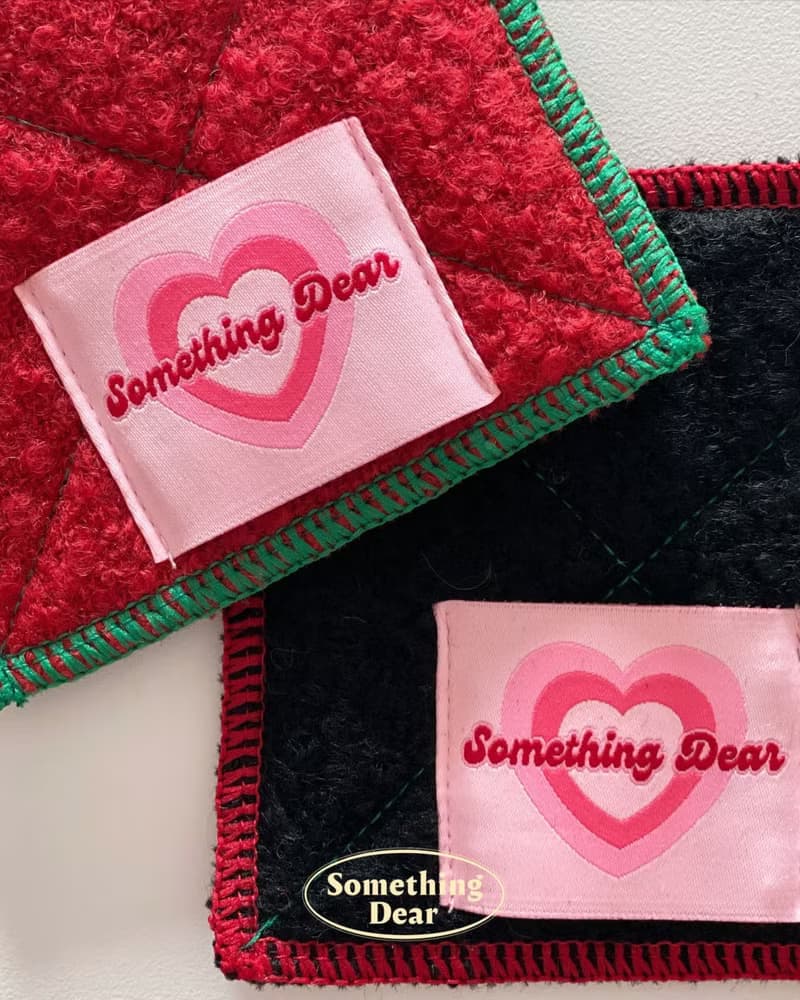 Soft Wool Fabric Coaster – Mongle Stitch Detail | Red / Black / Pink / Violet