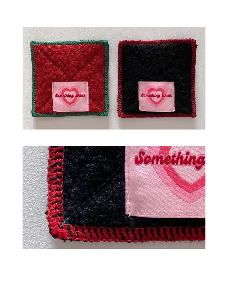 Soft Wool Fabric Coaster – Mongle Stitch Detail | Red / Black / Pink / Violet
