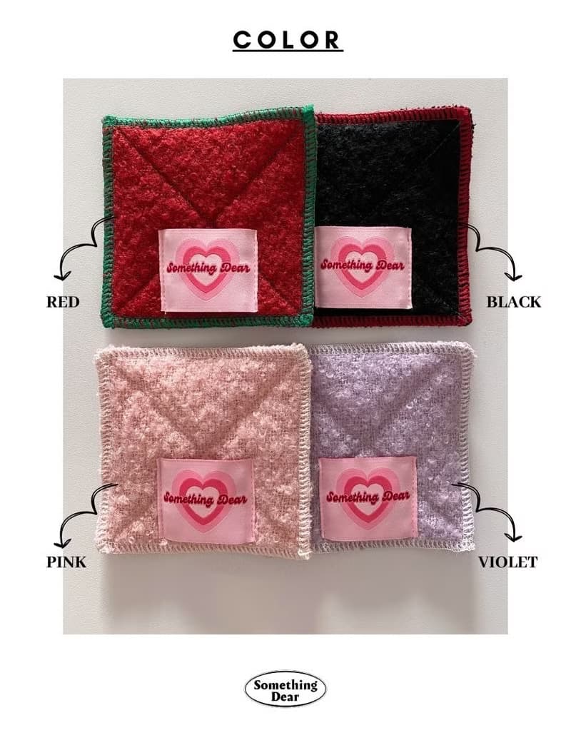 Soft Wool Fabric Coaster – Mongle Stitch Detail | Red / Black / Pink / Violet