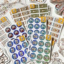 3小喵咪/文具招財貓達摩封口貼/手帳貼紙/雷射貼/可書寫/4款圖案