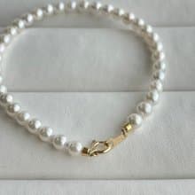 日本直送 4mm白色Akoya珍珠手鍊 18k金釦 日本產天然海水珍珠