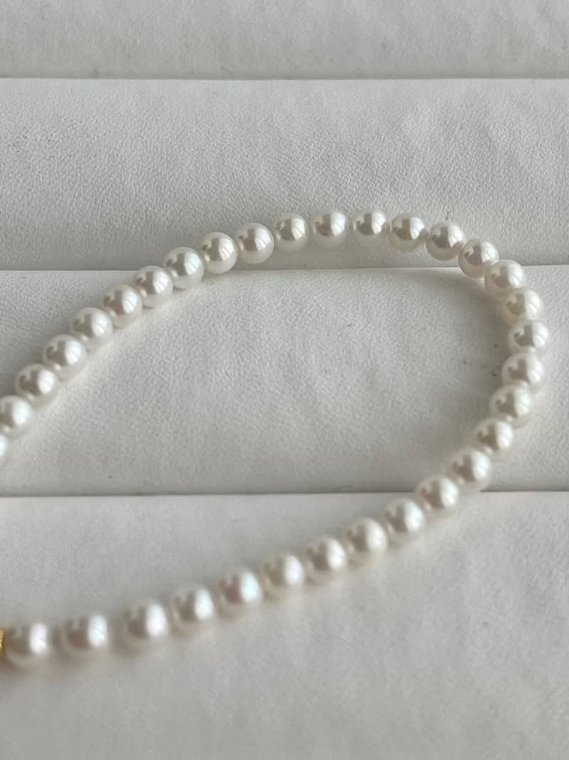日本直送 4mm白色Akoya珍珠手鍊 18k金釦 日本產天然海水珍珠