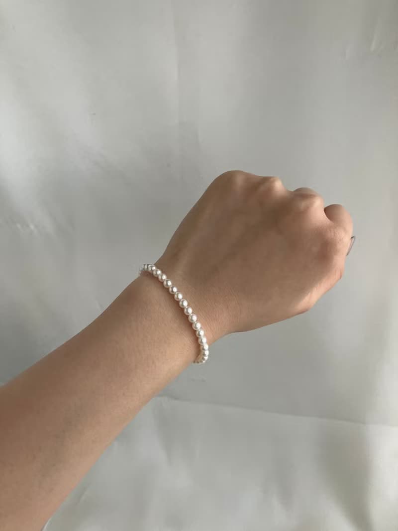 日本直送 4mm白色Akoya珍珠手鍊 18k金釦 日本產天然海水珍珠