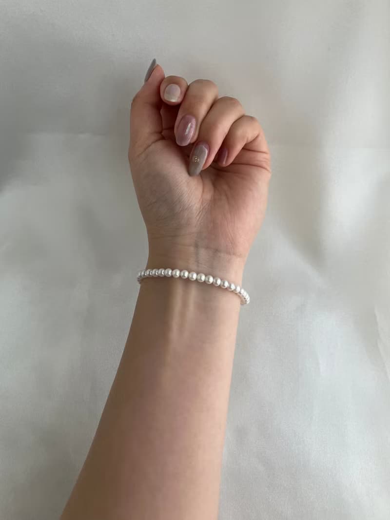 日本直送 4mm白色Akoya珍珠手鍊 18k金釦 日本產天然海水珍珠