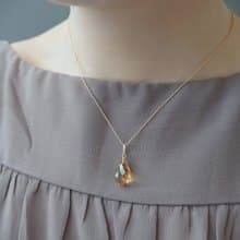 限量現貨- 天然黃水晶 梨形切割 古董純 14K 金墜 | 14Kgf 包金鍊