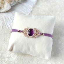 香頌。紫水晶。南美巴西蠟線編織手鍊