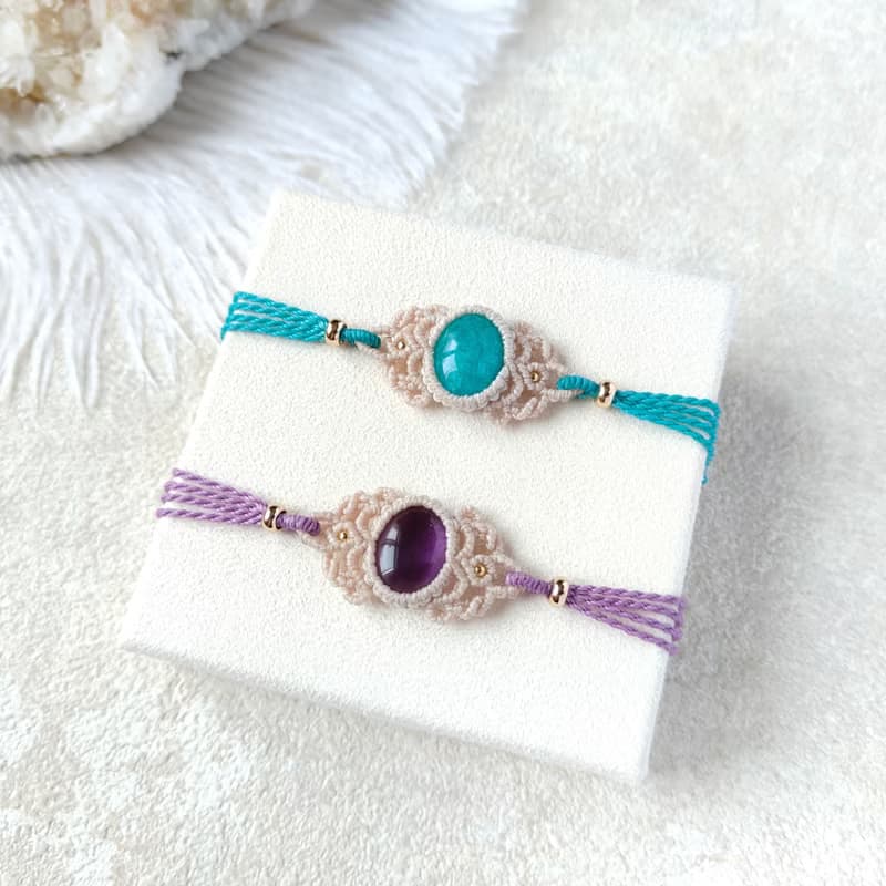 香頌。紫水晶。南美巴西蠟線編織手鍊