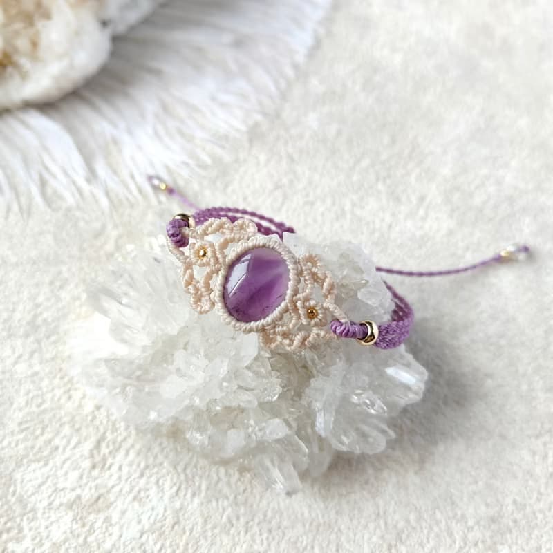 香頌。紫水晶。南美巴西蠟線編織手鍊
