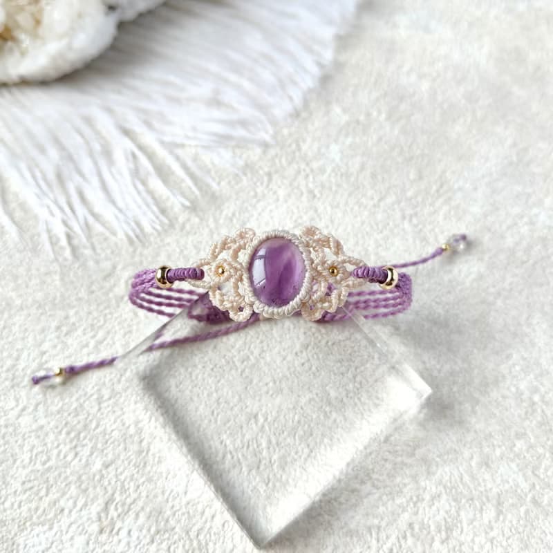 香頌。紫水晶。南美巴西蠟線編織手鍊